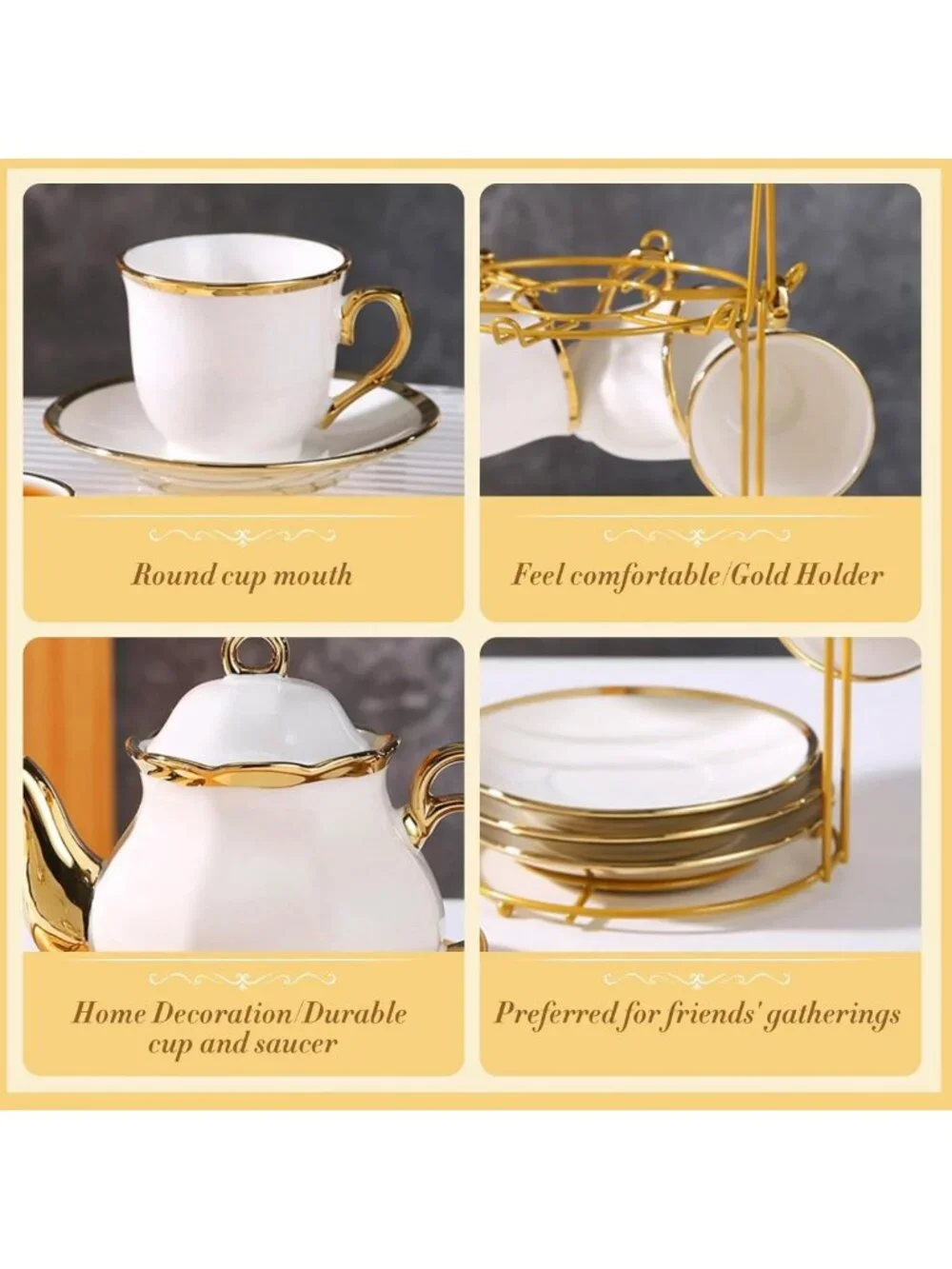 Elegant Porcelain Tea Set - European Ceramic Cups & Saucers for Parties & Gifts